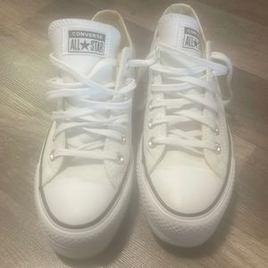 Women’s white converse platform sneakers. Size 7. Hardly worn, like new.